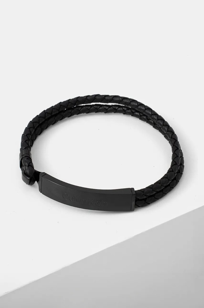 Calvin Klein bransoletka skórzana Gift Box czarny 35000406