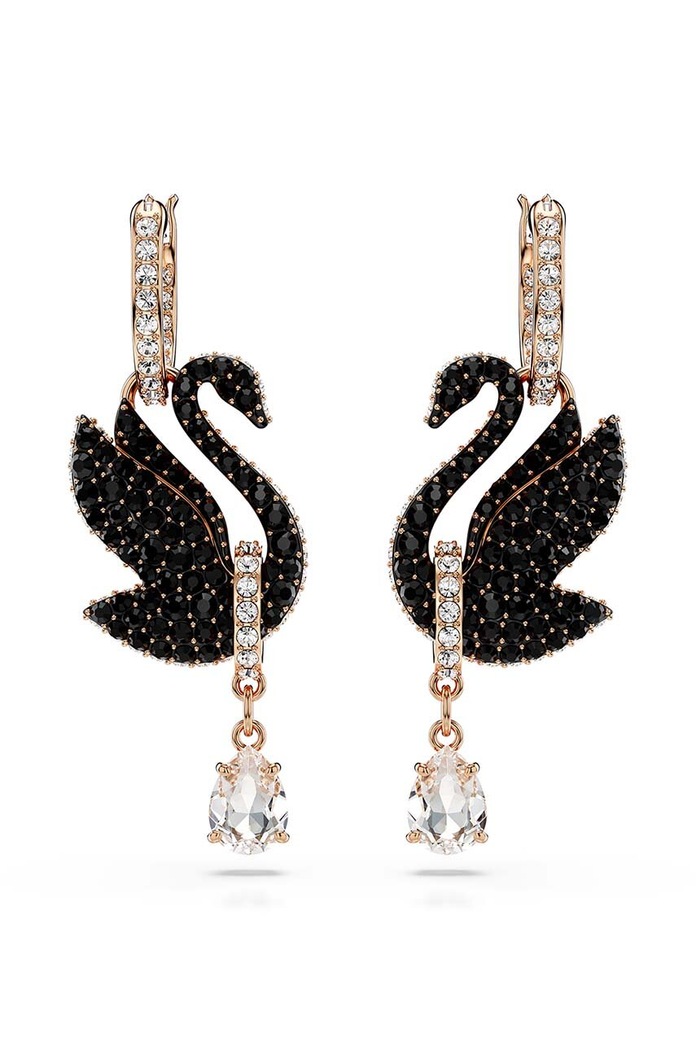 Swarovski cercei Swan 5678047 negru AA00