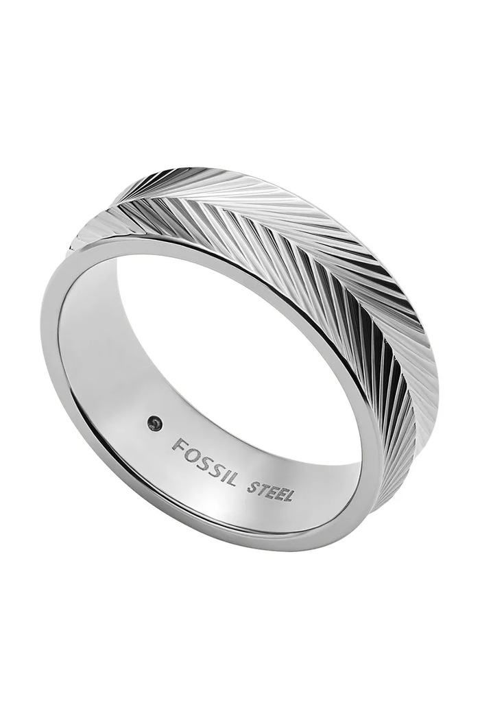 Accesorii Fossil inel Harlow Linear Texture JF04667040 argintiu