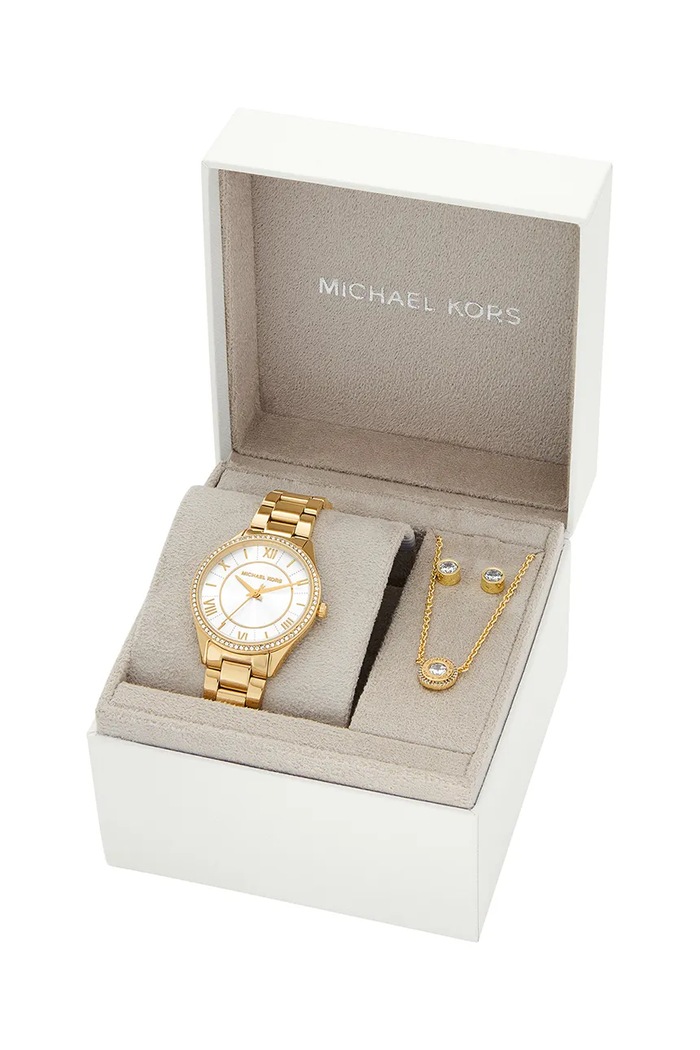 Hodinky, náhrdelník a náušnice Michael Kors LAURYN MK4849SET zlatá