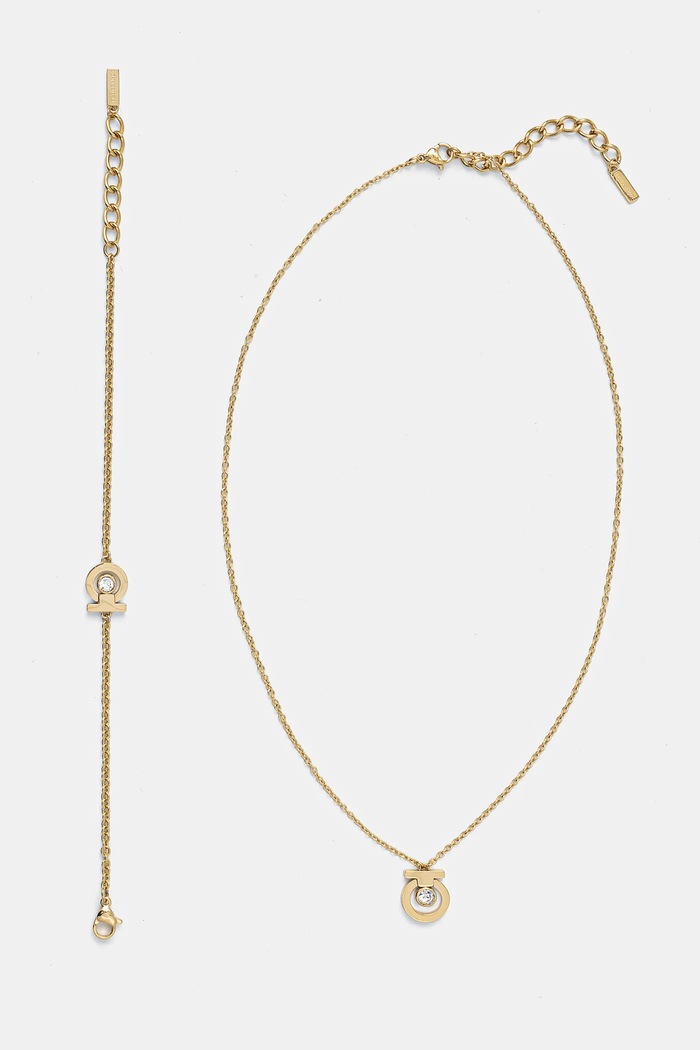 Κολιέ και βραχιόλι Trussardi T-LOGO ζιρκόνια χρυσαφί TJAXC66