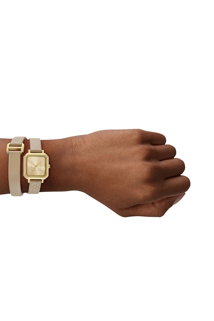 Armani Exchange zegarek LEILA beżowy AX5728