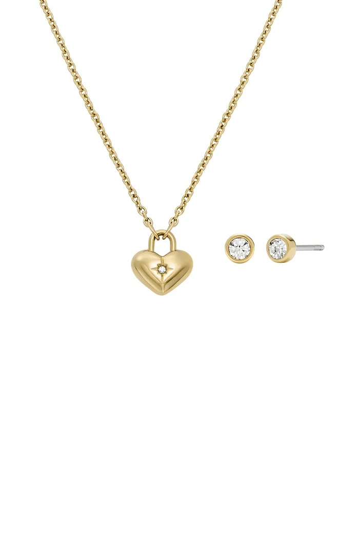 Fossil set de bijuterii în cutie de cadou placat cu aur aur JF04881SET
