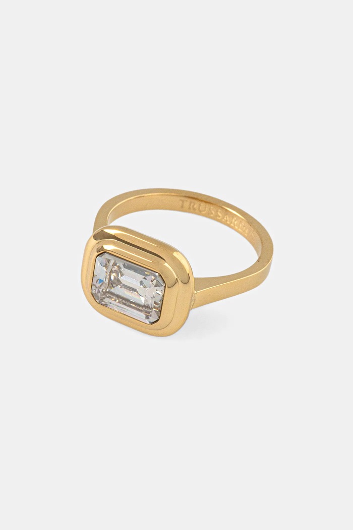 Prstýnek Trussardi T-DESIGN zirkonie zlatá TJAXA290