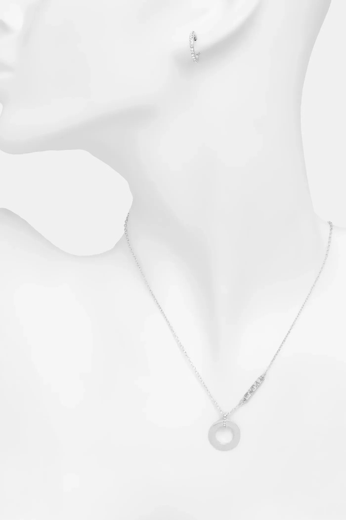 Κολιέ και σκουλαρίκια Dkny ασημί 04S00102