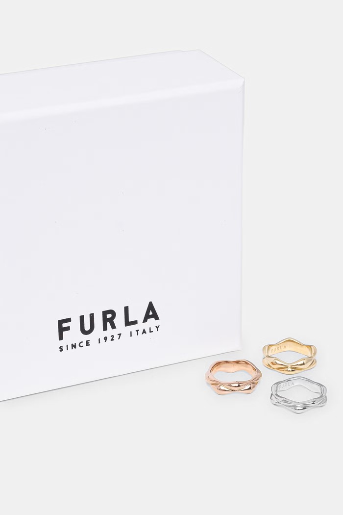 Doplňky Furla prstýnek dámský z kovu 3-pack FJ1509RT2 zlatá