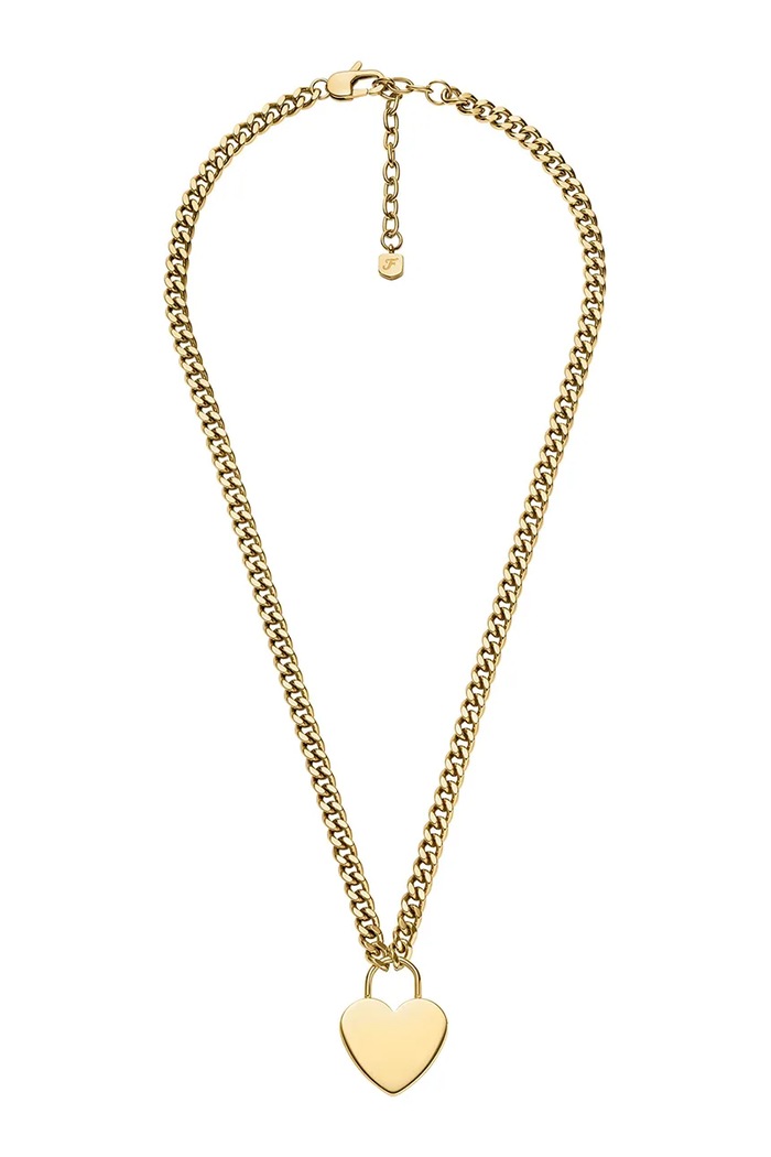 Fossil collana con ciondolo da donna in acciaio inossidabile senza pietra Sutton JF04958710 oro AA00