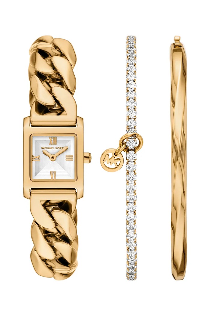 Michael Kors Zestaw zegarek i bransoletka damski Georgie złoty MK7655SET