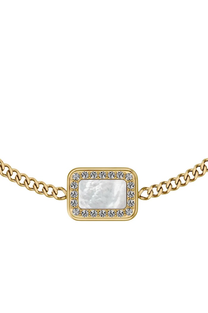 Fossil Bransoletka damska mosiężna z masą perłową Raquel JF04998710 złoty AA00
