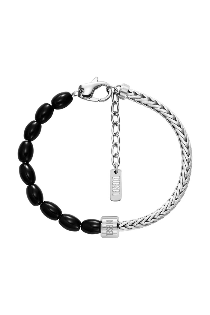 Diesel Bransoletka damska ze stali nierdzewnej z agatem Diesel Font srebrny DX1714040