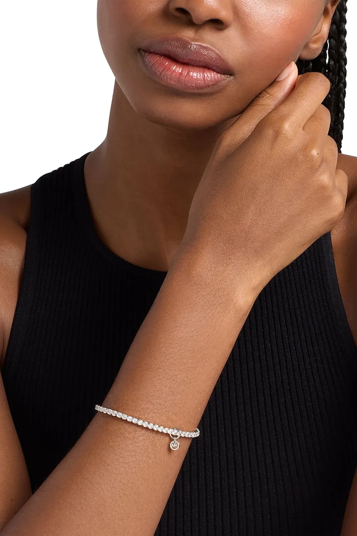 Akcesoria Michael Kors Bransoletka damska mosiężna z cyrkonią MKJ8682040 srebrny
