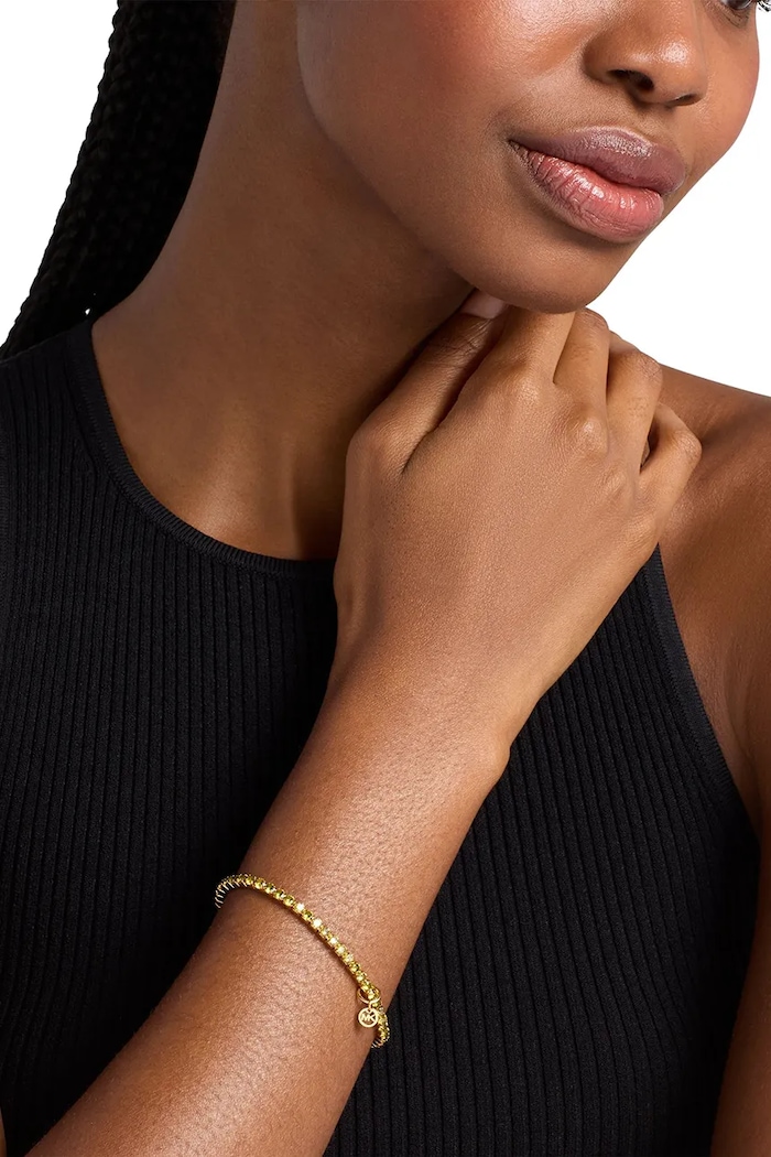 Akcesoria Michael Kors Bransoletka damska mosiężna z cyrkonią MKJ8683710 złoty
