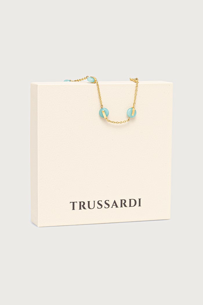 Akcesoria Trussardi bransoletka damska metalowa z agatem TJAYF07 złoty