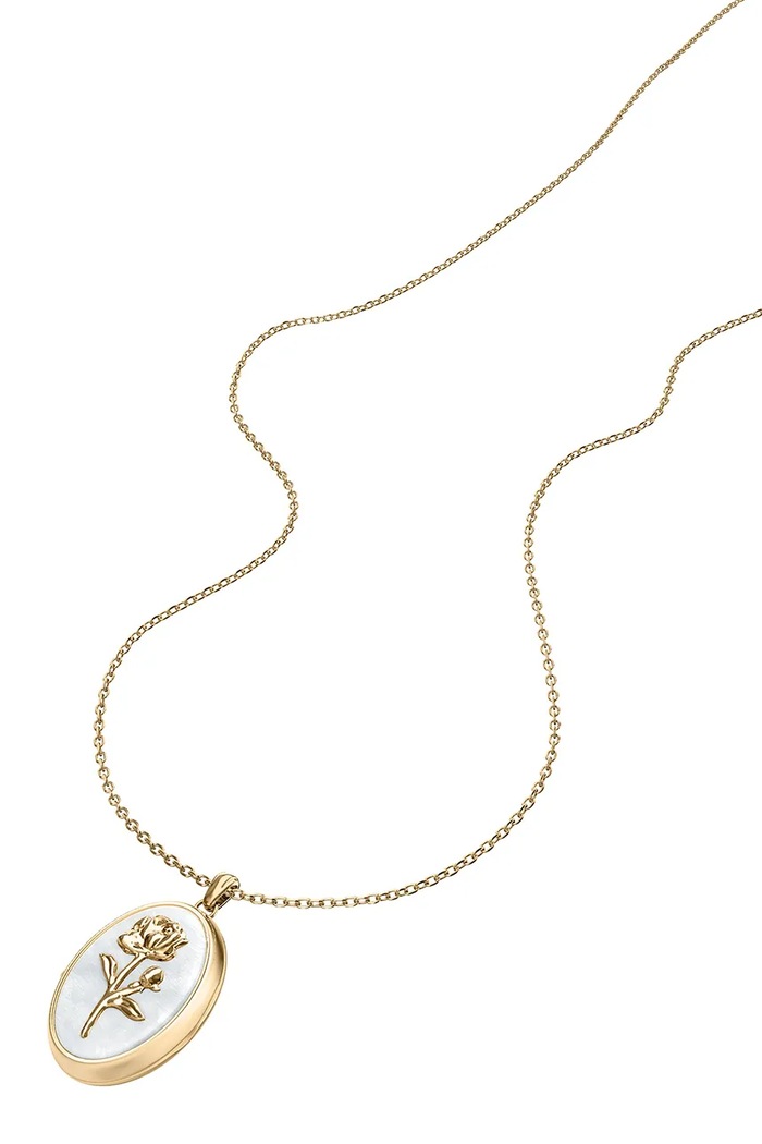 Fossil řetízek dámský z nerezové oceli s perleťem Sutton JF04976710 zlatá