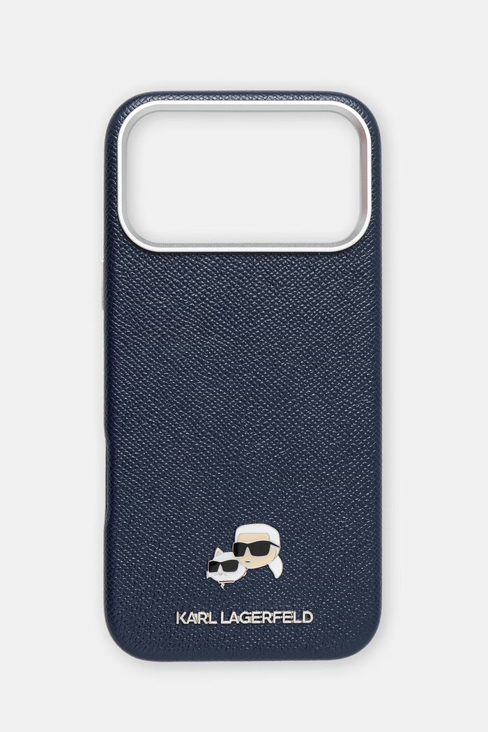Karl Lagerfeld puzdro na telefón dámske z imitácie kože iPhone 17 Pro Max tmavomodrá KLHMP17X6PFKCLB