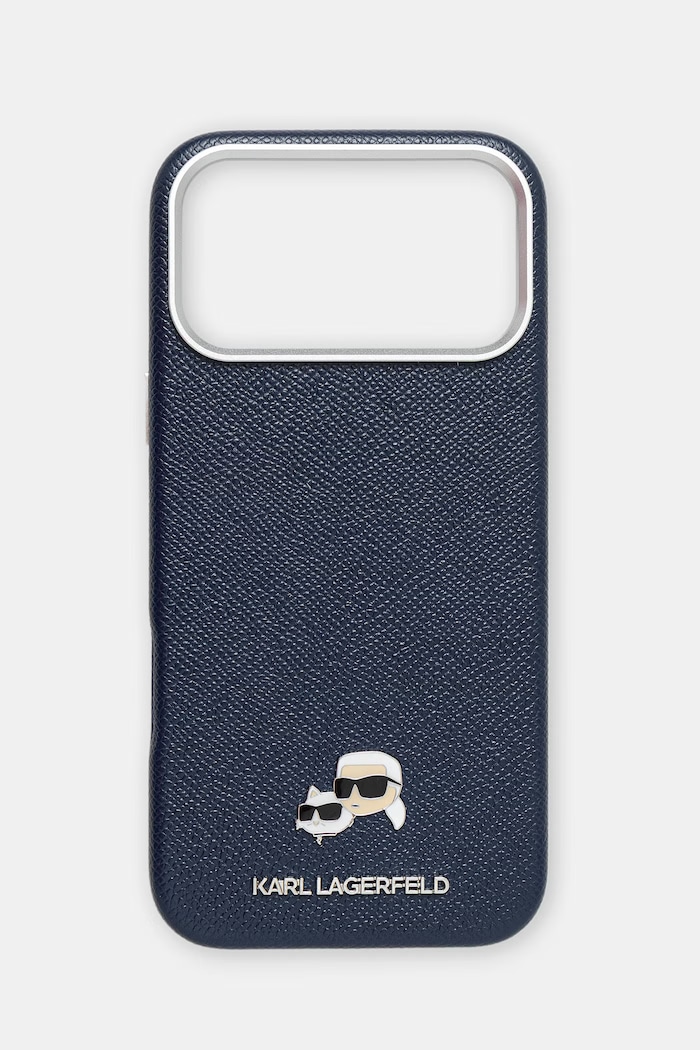 Karl Lagerfeld puzdro na telefón dámske z imitácie kože iPhone 17 Pro Max tmavomodrá KLHMP17X6PFKCLB