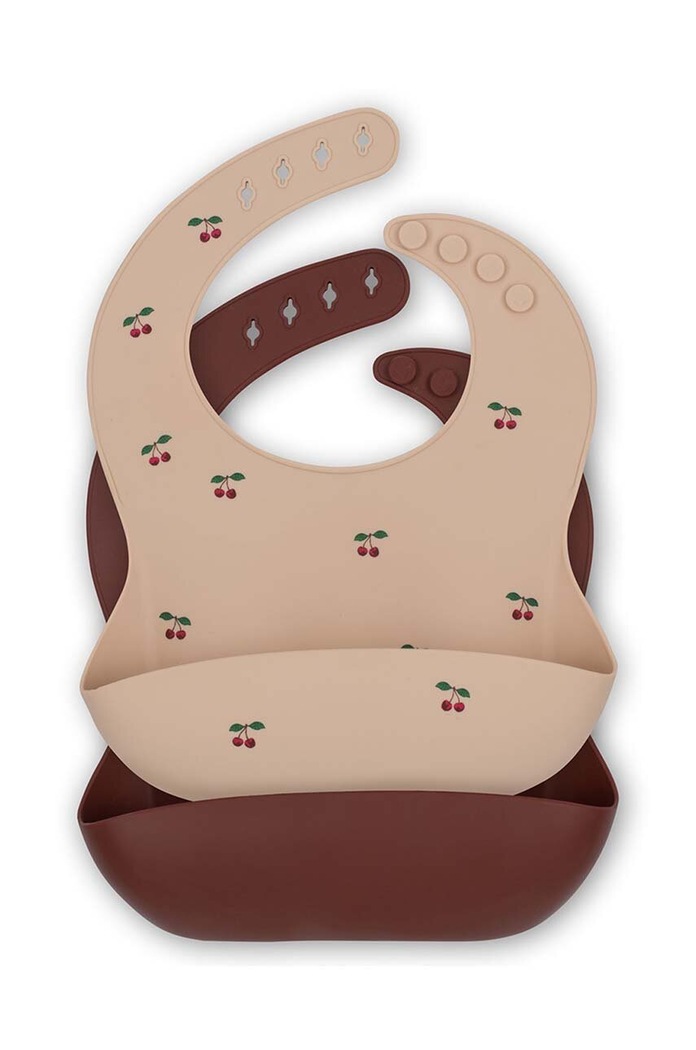 Detský podbradník Konges Sløjd 2-pak SILICONE BIB 2-pak burgundské KS3544