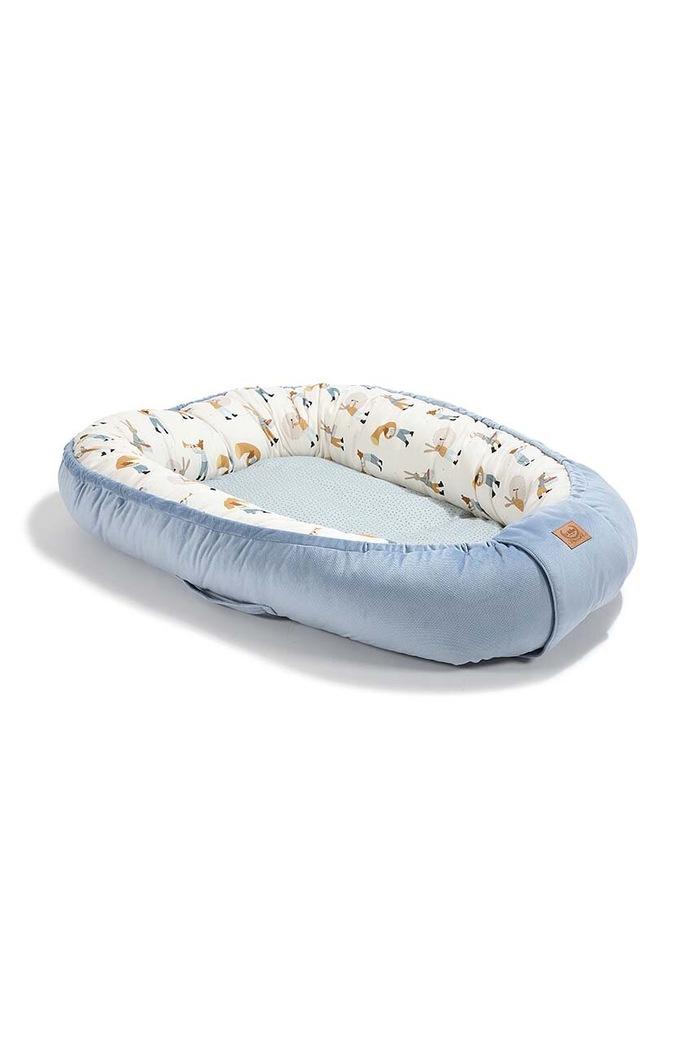 La Millou kokon niemowlęcy Best Nest Velvet HEARTBEAT BLUE MUSIC M niebieski 143904.Kokon.Best.Nest.