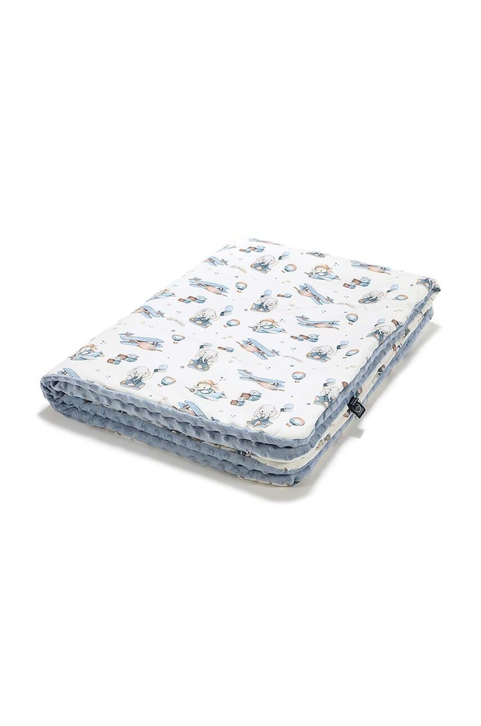Zateplená dětská deka La Millou Minky SIMBO by Maja Hyży M modrá 143729.Cieply.Koc.Minky