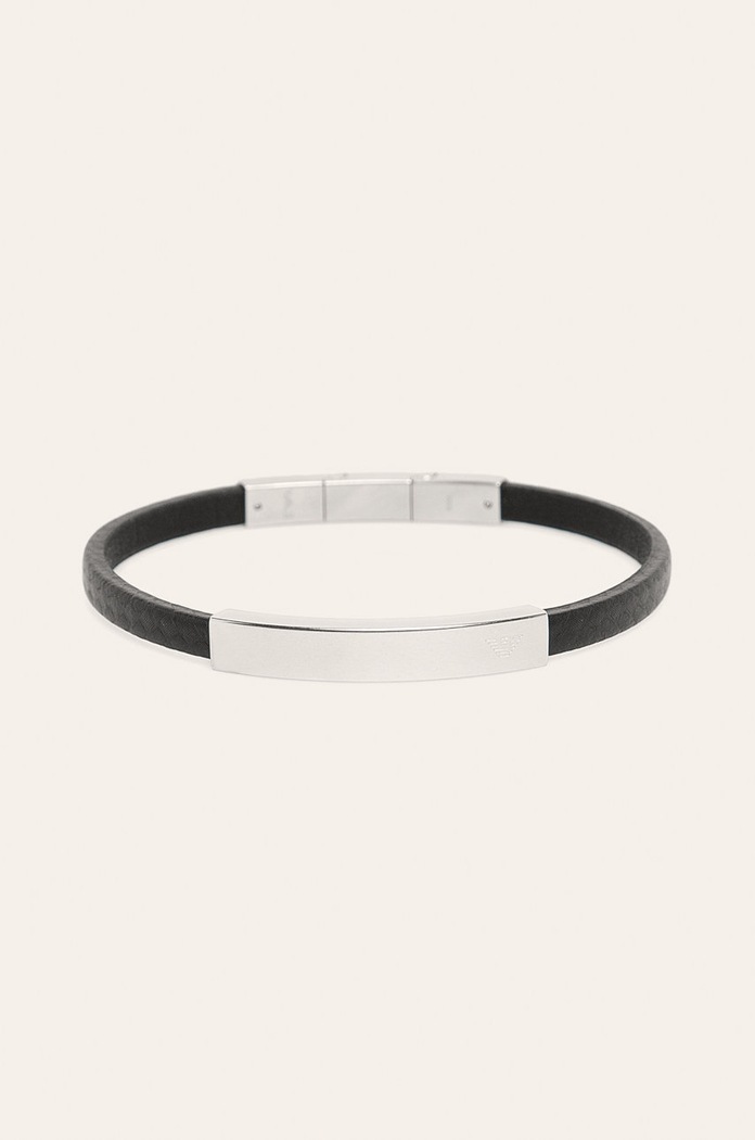 Emporio Armani Bratara de piele argintiu EGS2063040
