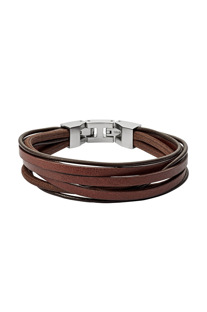 Fossil - Bransoletka skórzana JF03184040 brązowy JF03184040