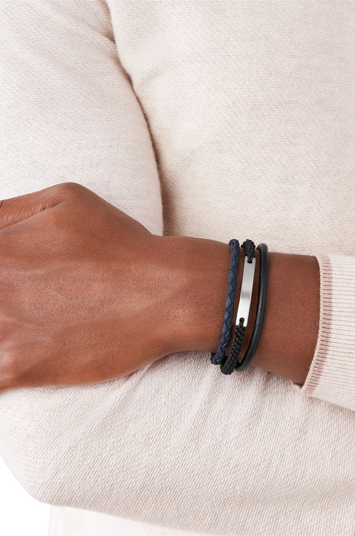 Accesorii Fossil - Bratara de piele JF03186040 negru