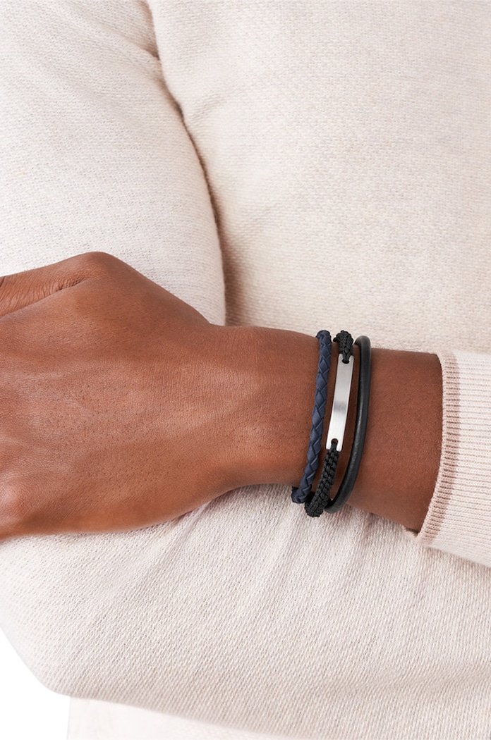 Accesorii Fossil - Bratara de piele JF03186040 negru