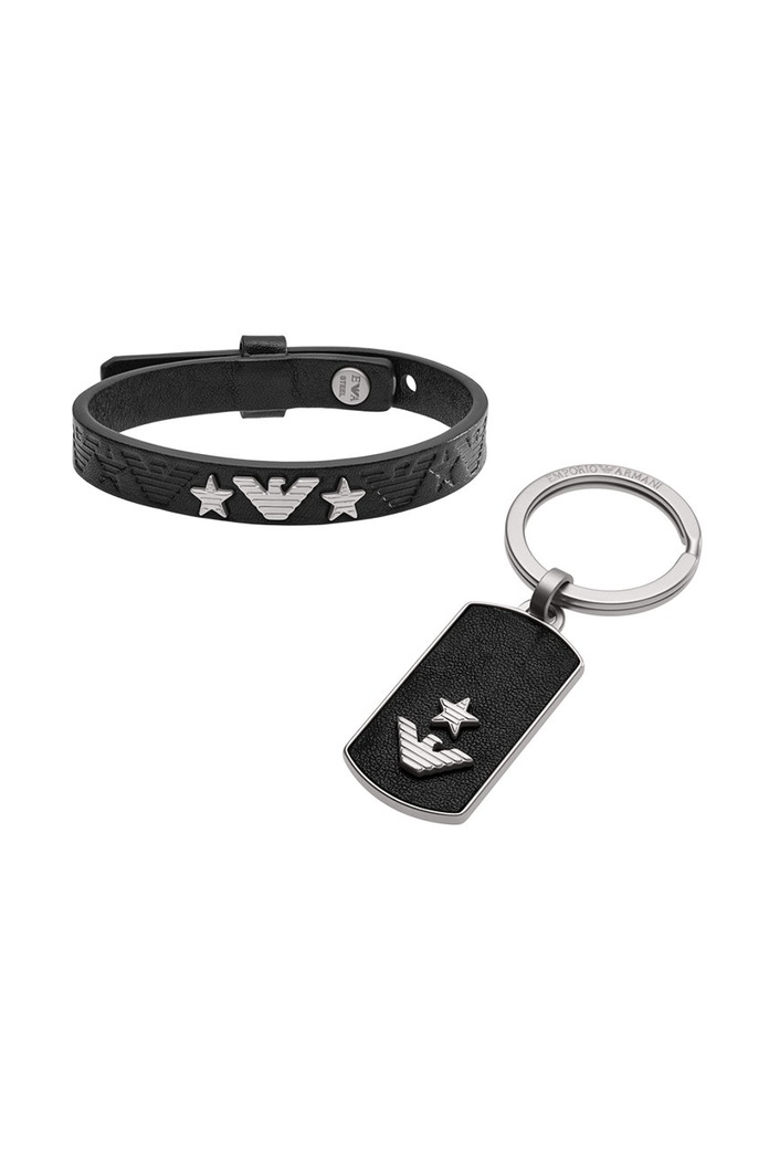 Emporio Armani - Bratara de piele negru EGS2685040