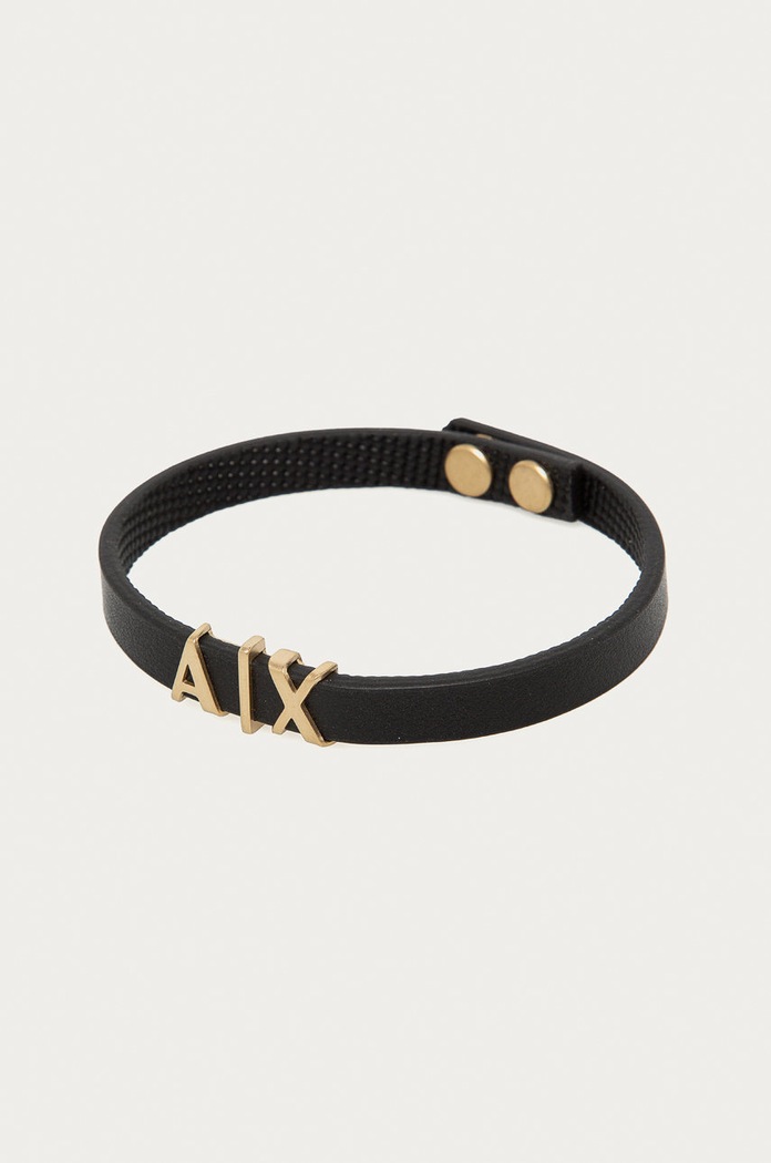 Armani Exchange - Bratara de piele AXG0055710 negru AXG0055710
