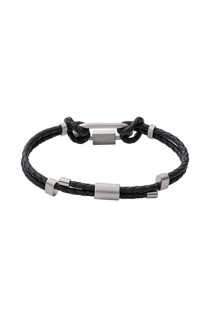 Emporio Armani - Bransoletka skórzana EGS2796040 czarny EGS2796040