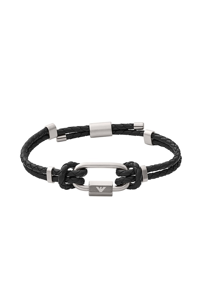 Emporio Armani - Bransoletka skórzana EGS2796040 EGS2796040 czarny AA00