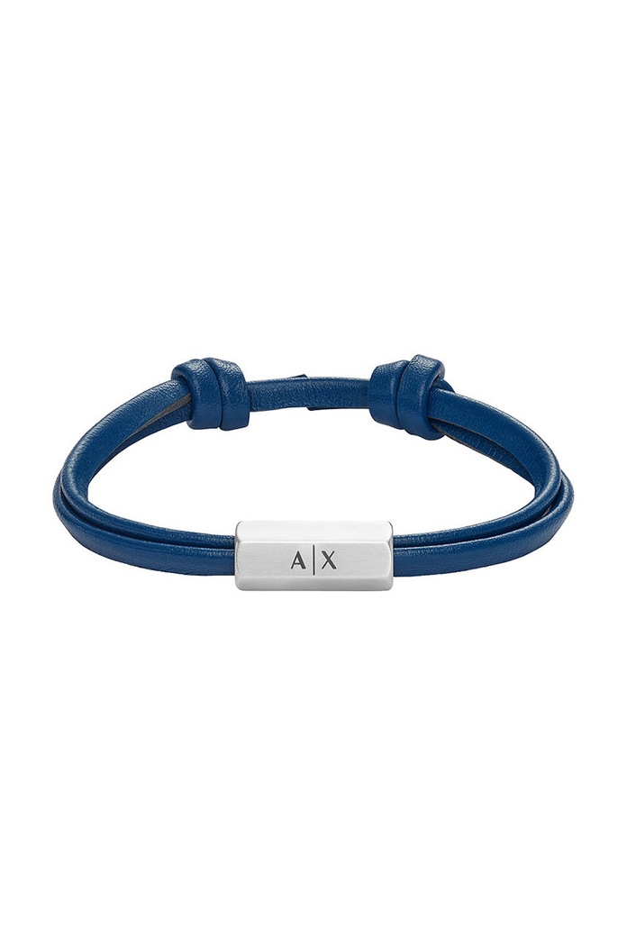 Kožený náramek Armani Exchange námořnická modř AXG0094040