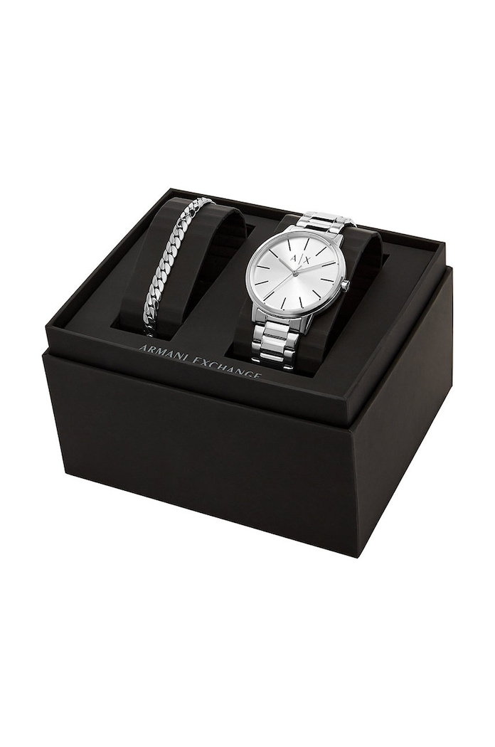 Ura in zapestnica Armani Exchange AX7138SET srebrna