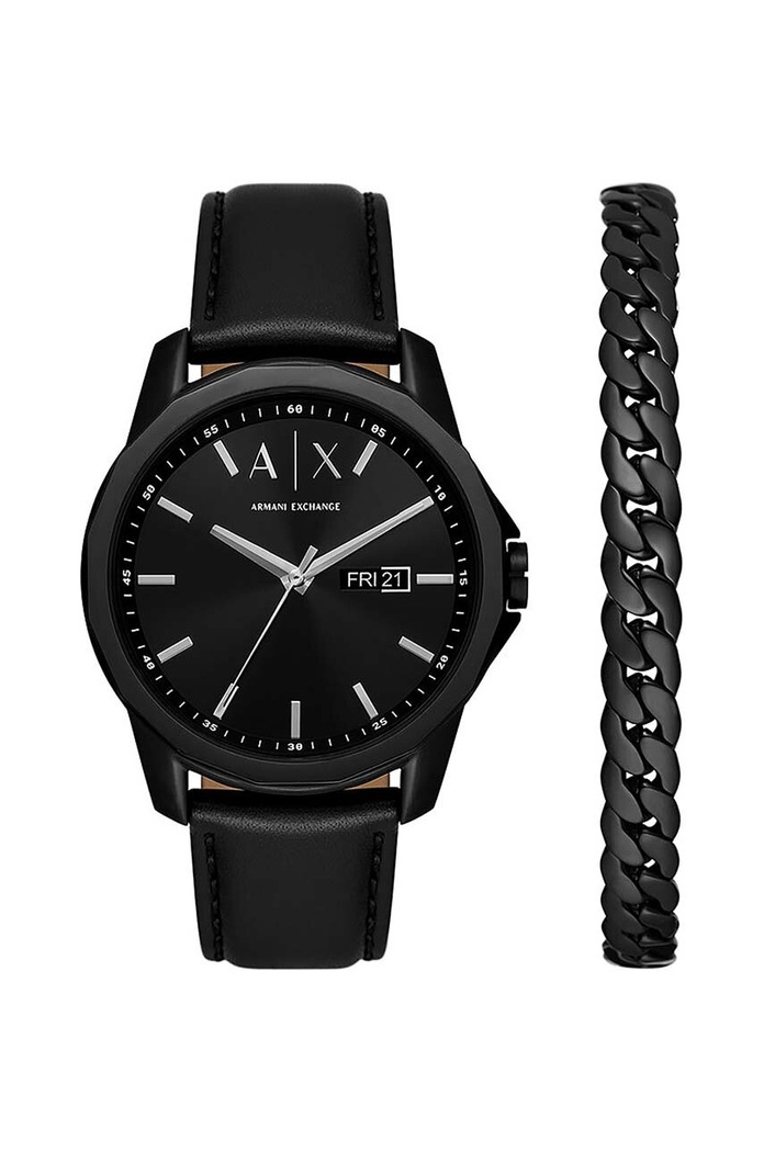 Armani Exchange ceas si bratara negru AX7147SET