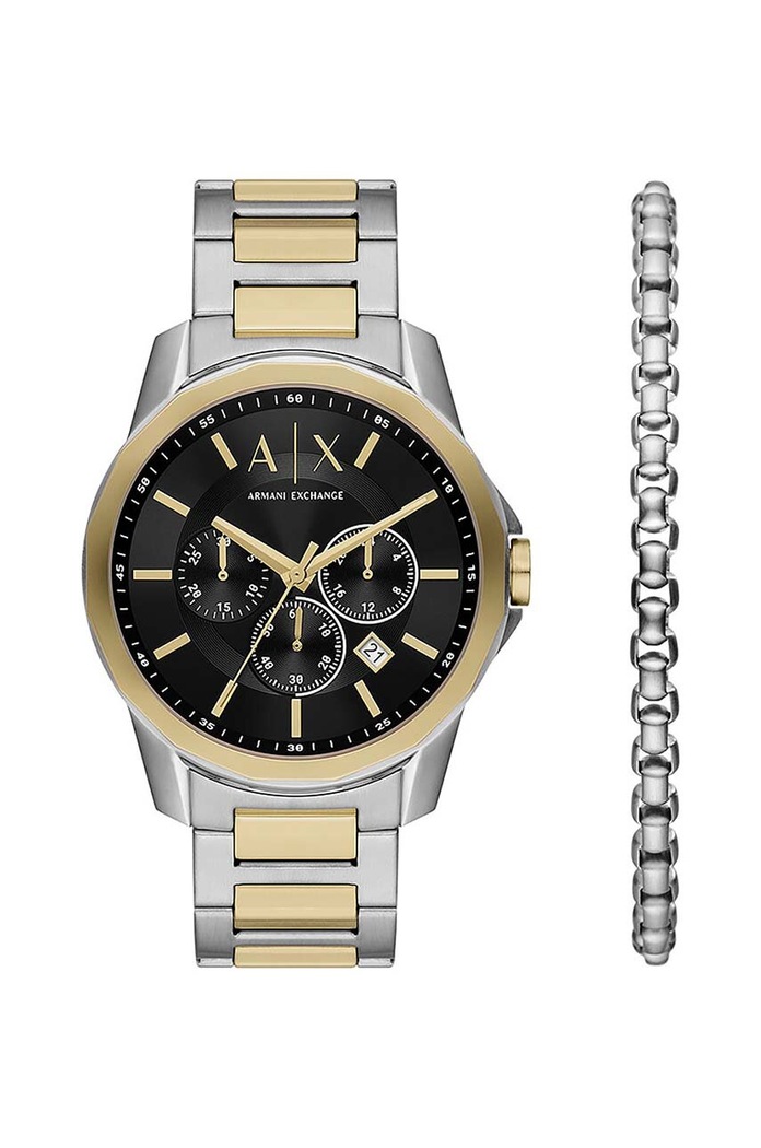 Hodinky a náramok Armani Exchange čierna AX7148SET