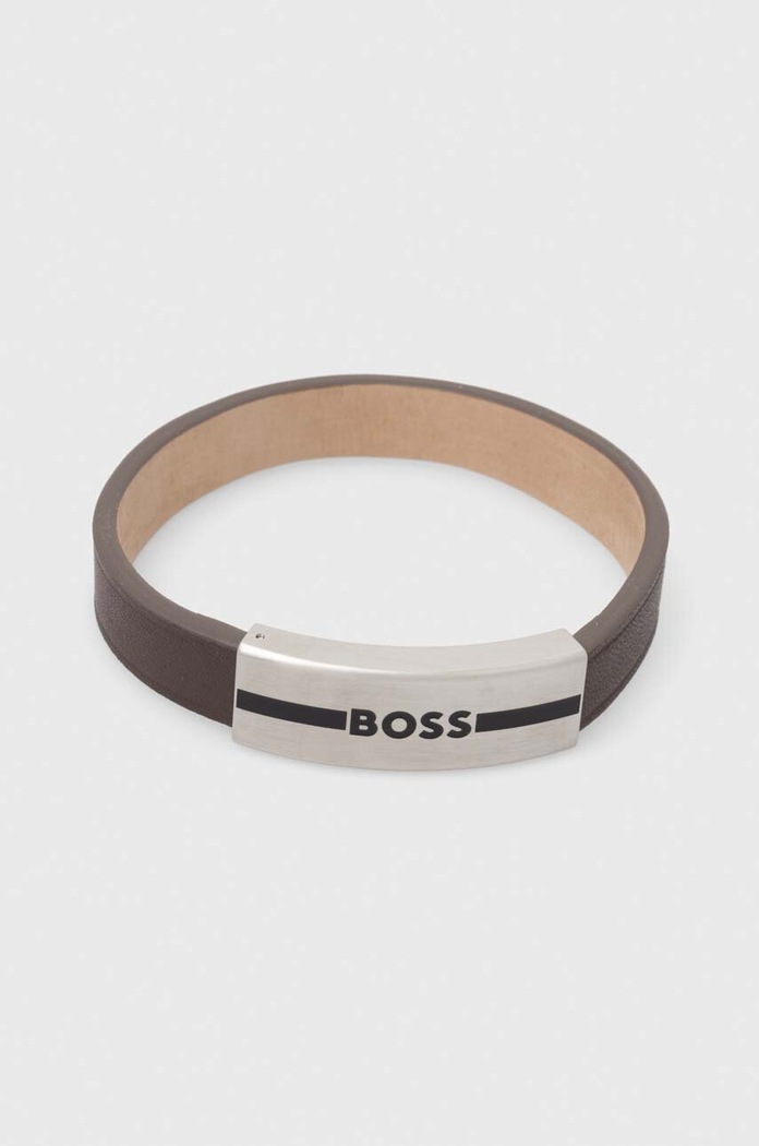 Kožený náramek BOSS Dárkový box černá 1580496M