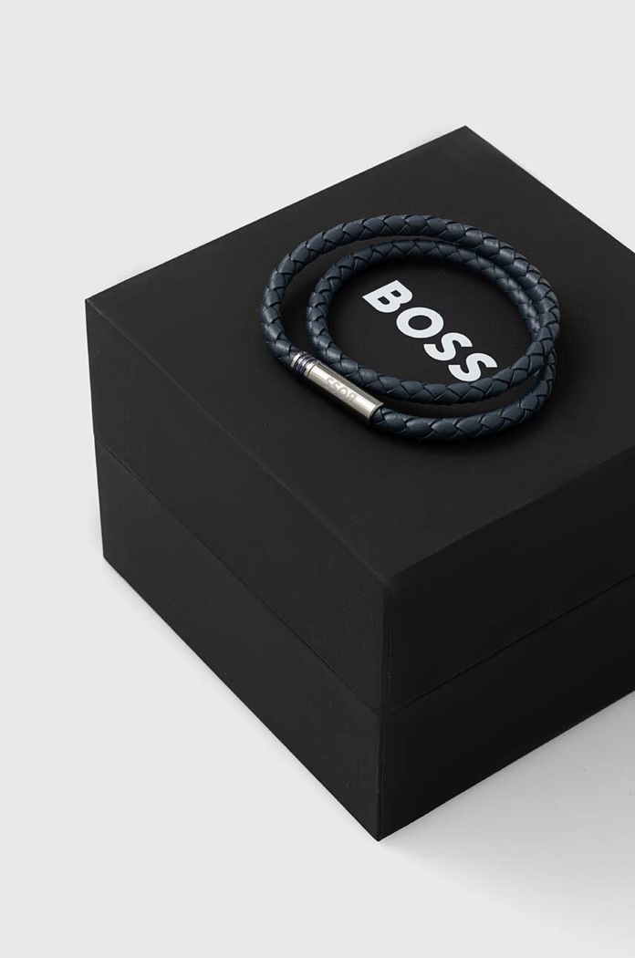 HUGO BOSS bransoletka skórzana 1580494 granatowy AA00