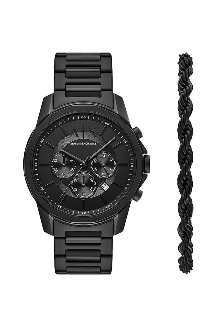 Hodinky a náramok Armani Exchange čierna AX7163SET