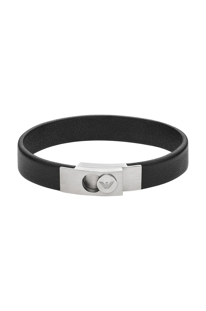 Emporio Armani bőr karkötő fekete EGS3087040