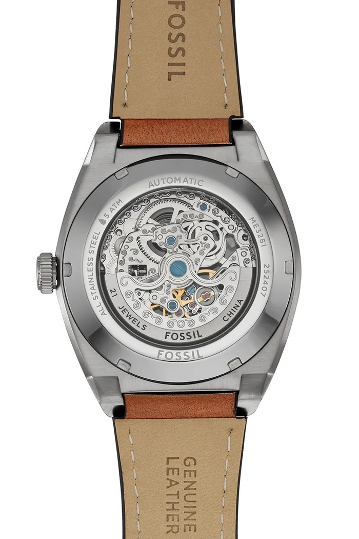 Doplňky Hodinky Fossil EVERETT AUTOMATIC SKELETON ME3261 hnědá