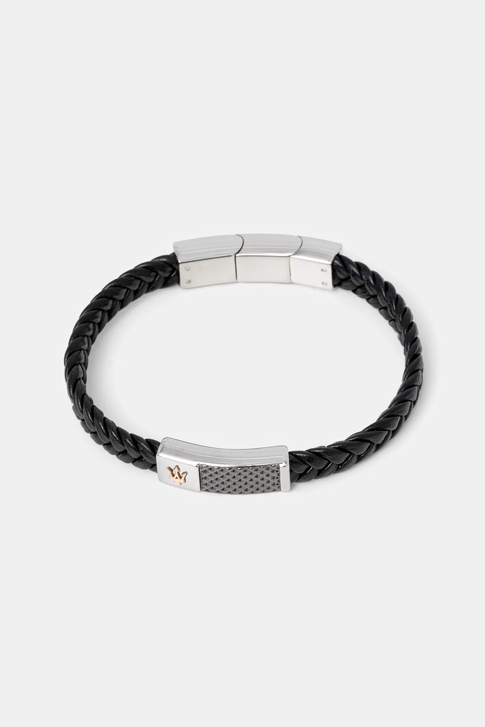 Maserati bracciale in pelle LEATHER vera pelle nero JM424AVE26