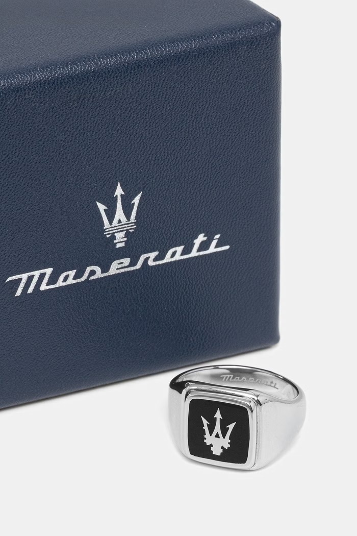 Аксесоари MASERATI пръстен с печат мъжки от метал ICONIC JM222AVD070 сребърен