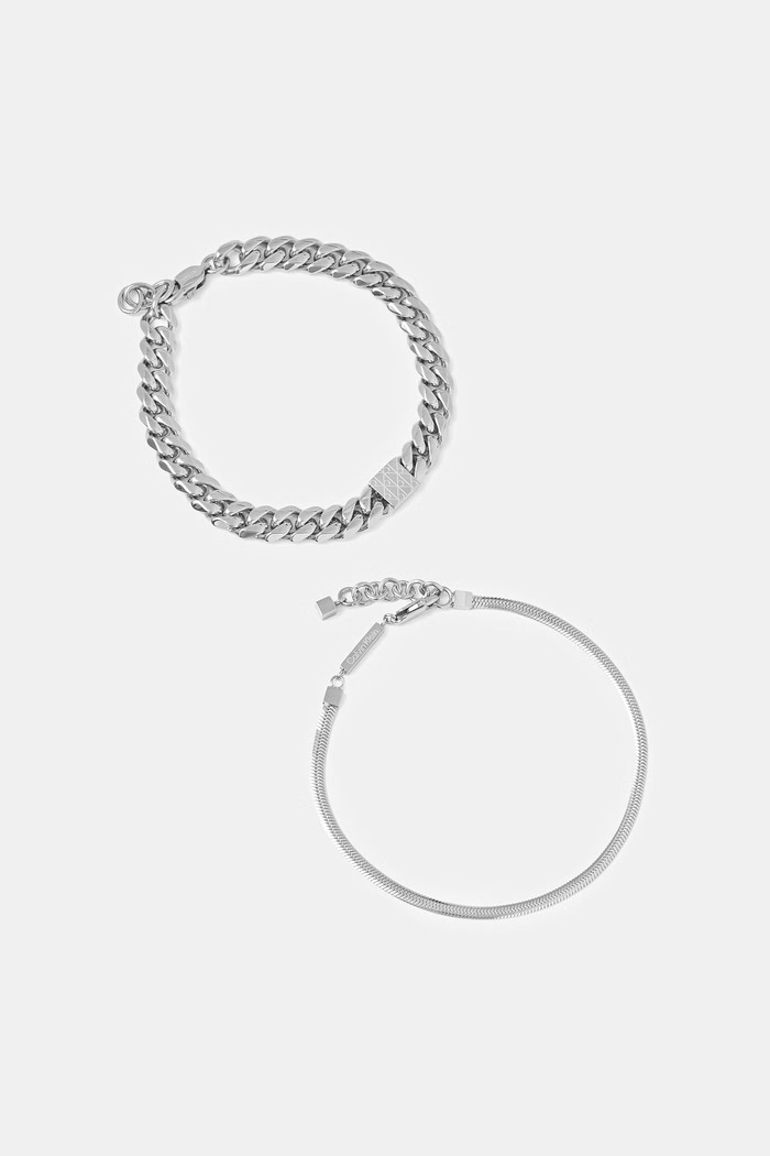 Calvin Klein férfi rozsdamentes acél karkötő 2-es csomag ezüst 35100091