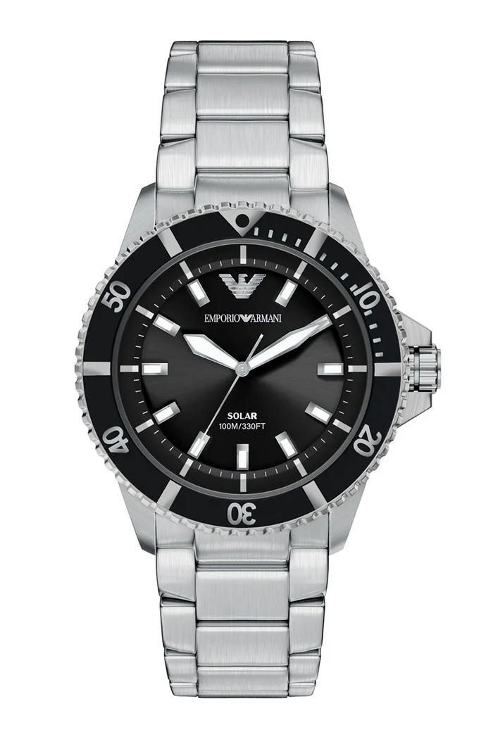 Emporio Armani športové hodinky pánske World Explorer strieborná AR11787