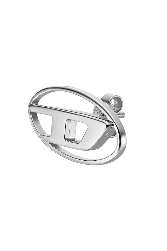 Diesel malé náušnice pánske z nehrdzavejúcej ocele Oval D Logo DX1502040 strieborná AA00