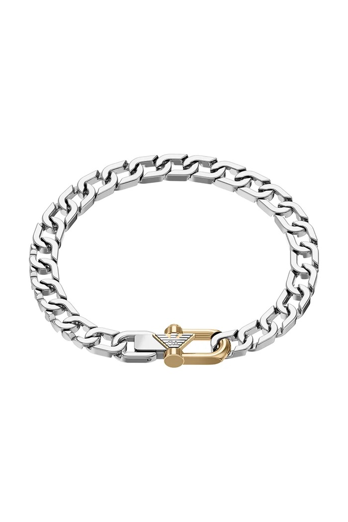 Emporio Armani Bransoletka męska ze stali nierdzewnej Eagle Logo srebrny EGS3370040