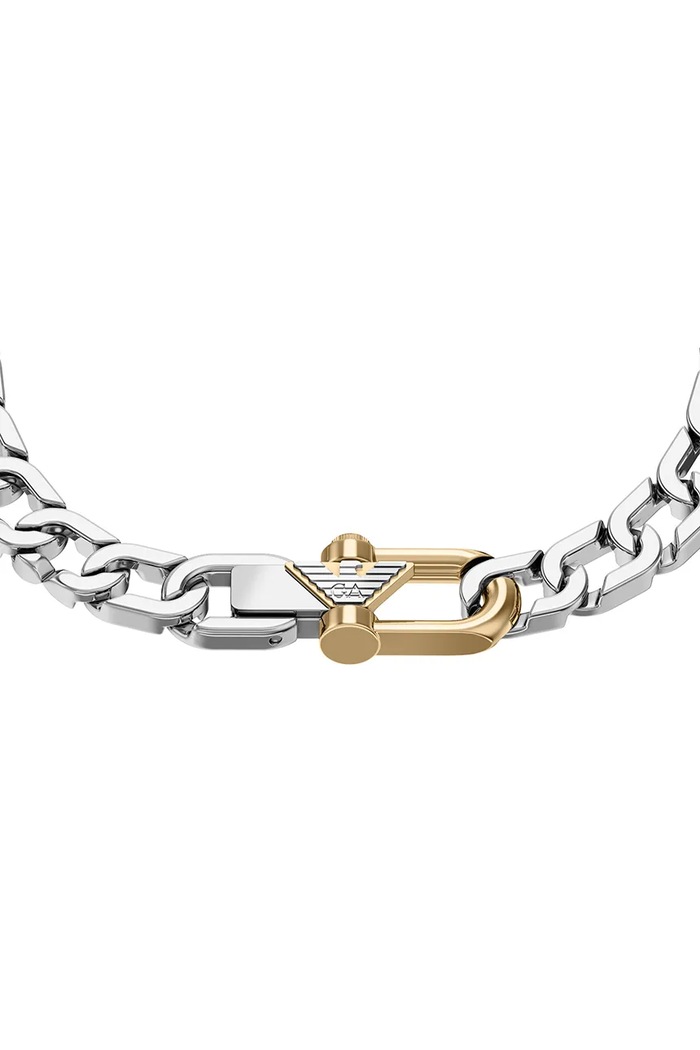 Emporio Armani Bransoletka męska ze stali nierdzewnej Eagle Logo EGS3370040 srebrny AA00