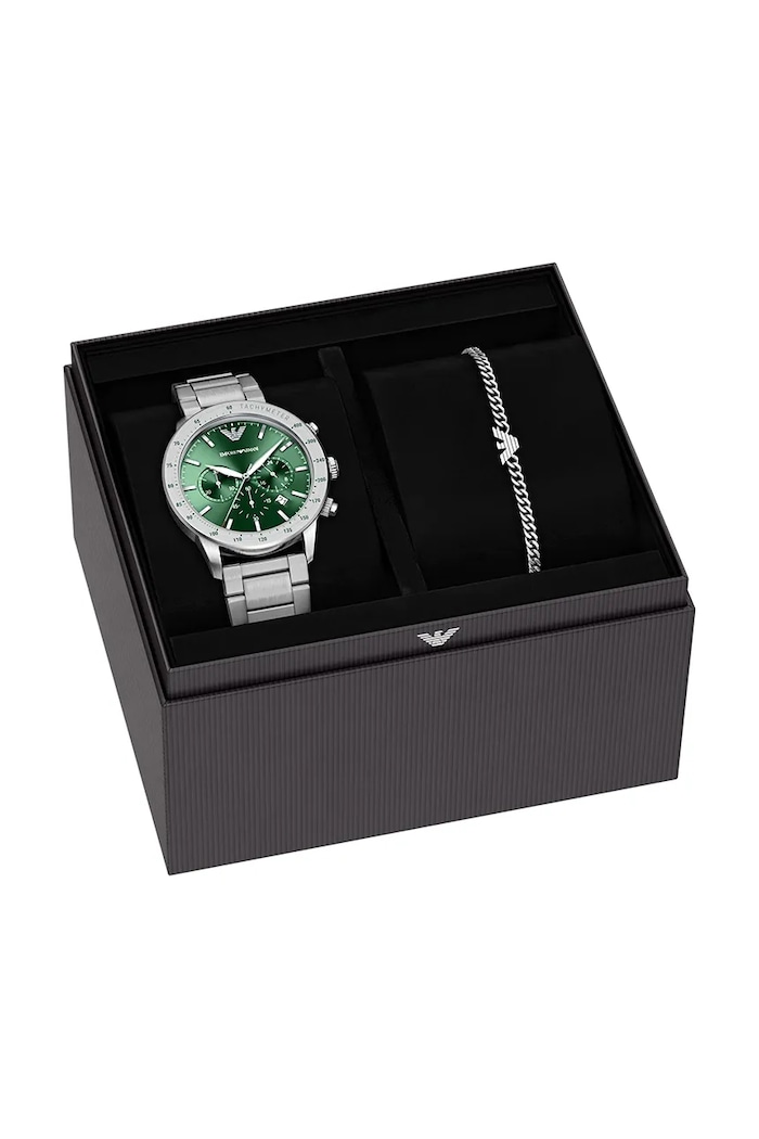 Zegarek i bransoletka męskie Mario Emporio Armani AR80088SET srebrny