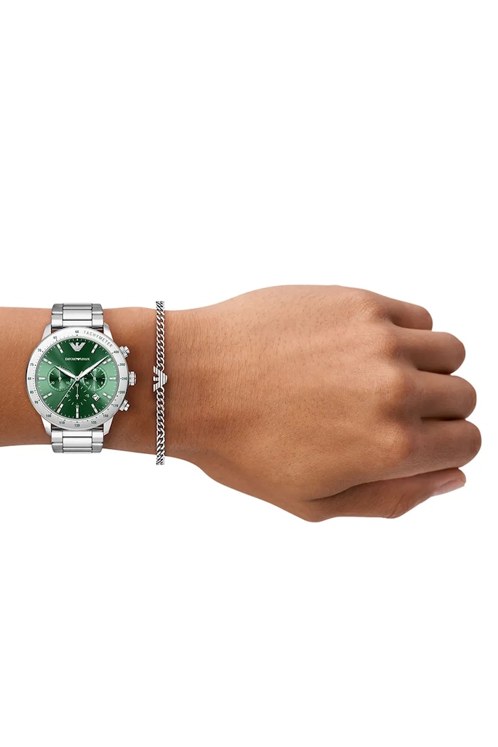 Zegarek i bransoletka męskie Mario Emporio Armani srebrny AR80088SET