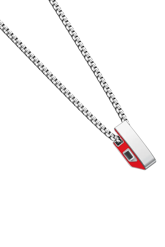 Diesel Naszyjnik z zawieszką męski ze stali nierdzewnej D Logo srebrny DX1689040